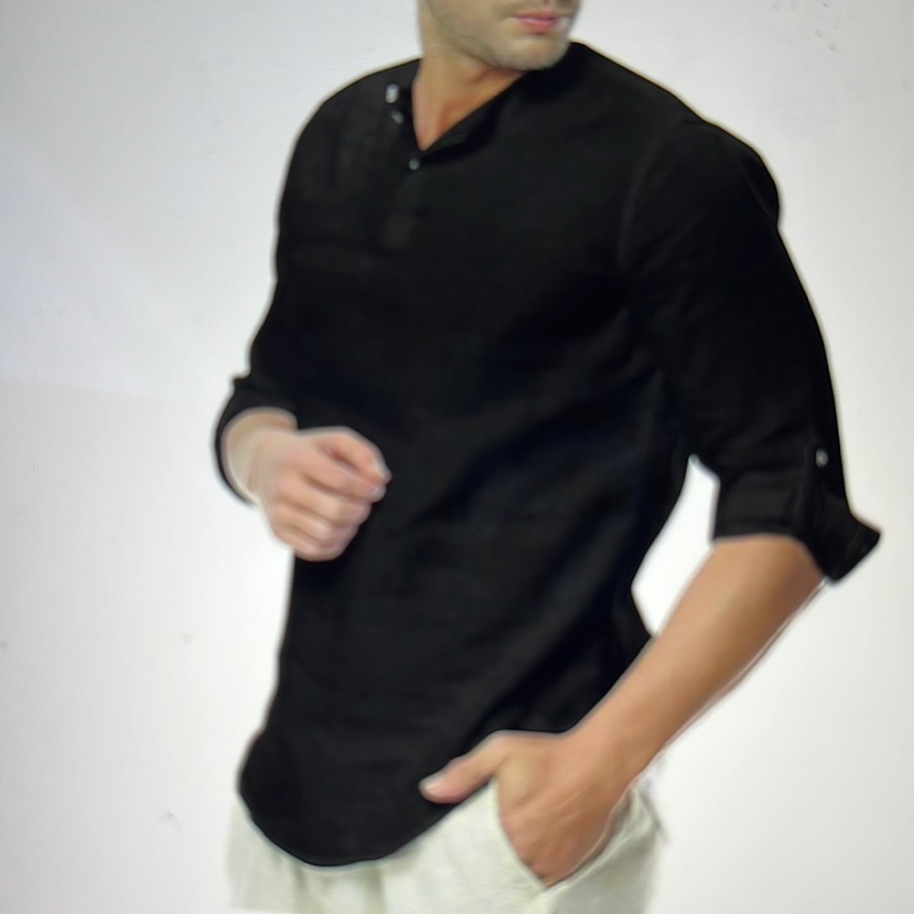 Men’s Linen Henley Shirt